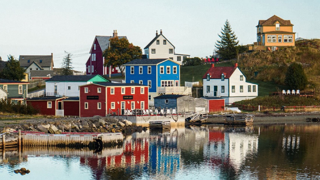 Colourful waterfront homes in Trinity, Newfoundland and Labrador